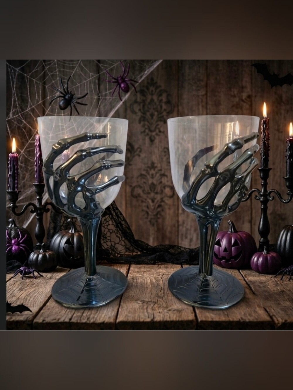 Halloween Skeleton hand Acrylic Wine Glass Set of 2